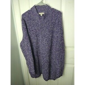 Woman Within26/28 Sweater Purple White Marbled Full Zip LS Casual Comfort Pocket